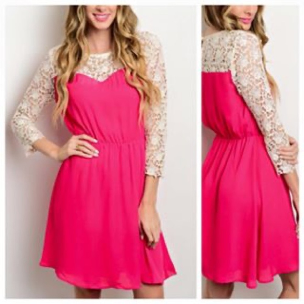 🆕🌺LAST ONE! Sm(2/4) Fully lined-fuchsia,with cotton crochet detail